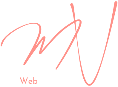 MV Web écrit en rose, MV en lettres manuscrites et Web en script